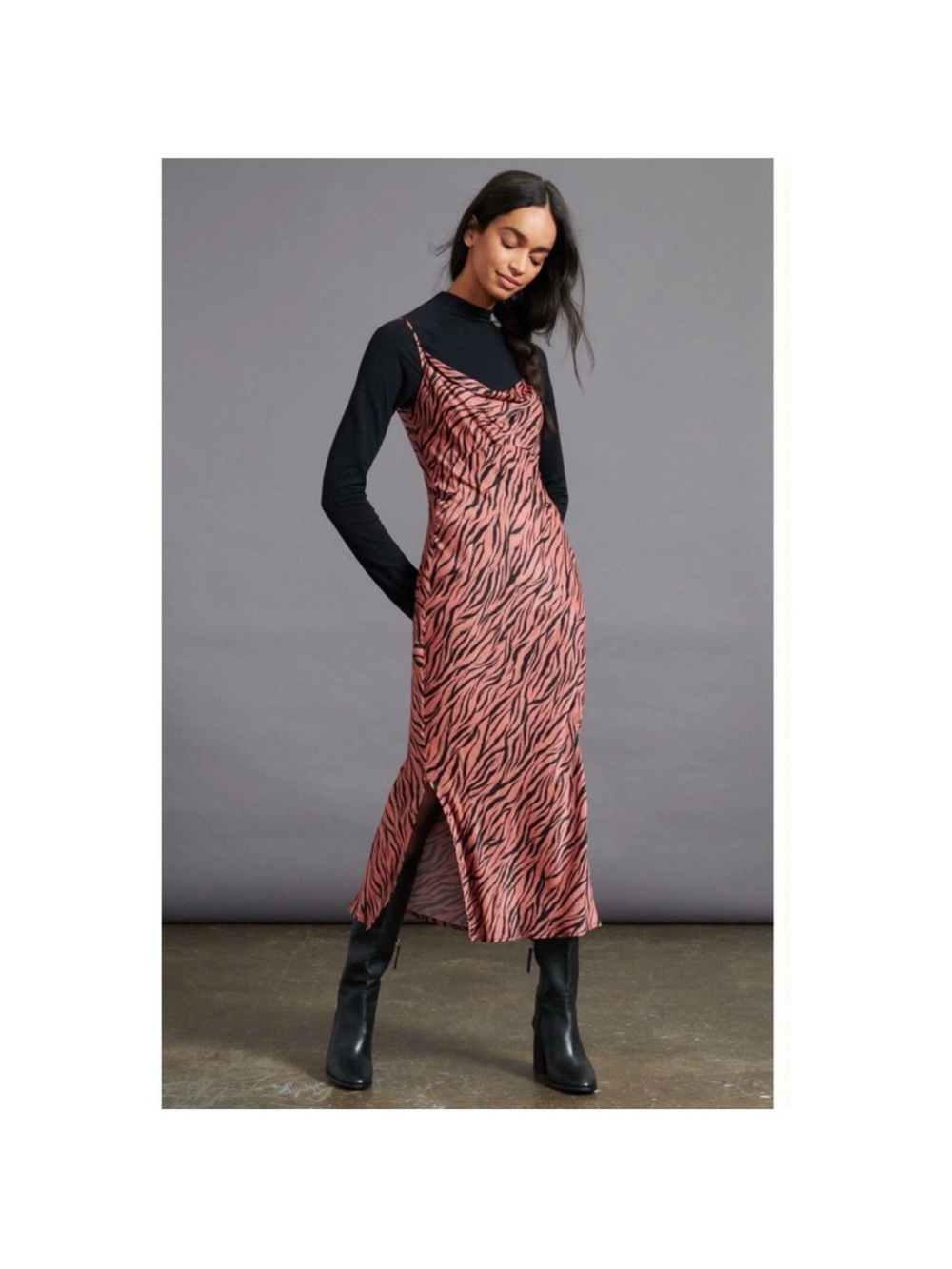 Anthropologie Elyse Bias Cut Zebra Print Maxi Dress Women’s Medium